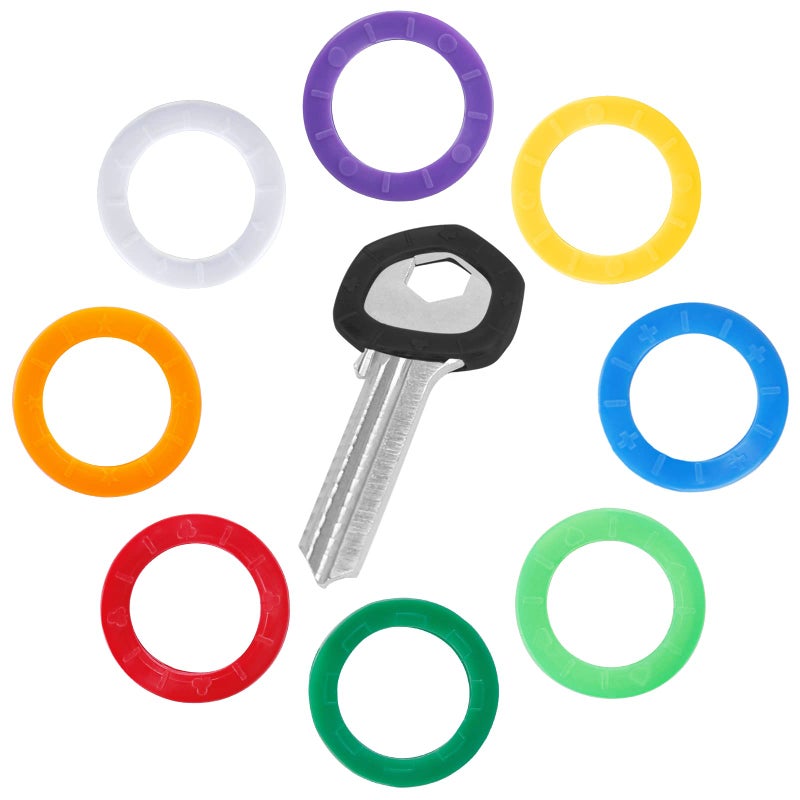 Uniclife 36 Pack 0.9 Inch Round Key Caps Covers Key Identifiers Protectors for Small Regular Round Flat House Keys (Not Suitable for Square or Odd-Shaped Keys), 9 Colors - Image 1